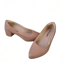 Women's Pumps Low Thick Heel Comfortable Formal Shoes - 米色 - 查看 2