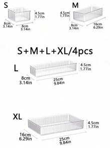 1/4/10 件抽屉/桌面化妆品收纳盒、梳妆台化妆品展示架、可堆叠透明隔断收纳盒、化妆品收纳盒、口红、乳液、香水、面霜收纳盒。 - 波浪紋透明 - 查看 3