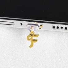 1 件简约不锈钢字母吊坠防尘塞，适用于 Type-C、Lightning、Apple 和 Android 手机，可作为礼物 - 透明防塵塞-金色 - 查看 38