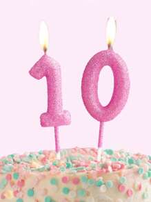 Pink Sprinkled Number 0-9 Birthday, Anniversary, First Birthday Party Cake Decoration Candles - Pink - View 4