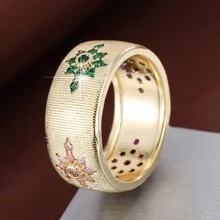 1 chiếc nhẫn nữ có thiết kế in họa tiết và đá Zirconia - Nhiều màu - Xem 17