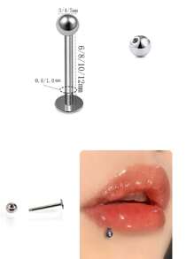 1 Stück medizinische Grad hypoallergene Titan-Stahl flacher Stift, extern mit Gewinde, kugelförmiger 20G/18G Ohrstecker für Knorpel, Augenbraue, Grübchen, 316L Piercing Schmuck, Lippen Ring, Zungenstecker