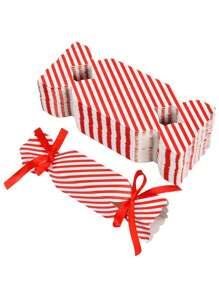 50/100 Pcs Christmas Candy Boxes Empty For Treat Boxes With Ribbon Red Small Candy Boxes For Sweets, Chocolate, Decoration Gift Boxes Party Favor Boxes For Xmas, Wedding Party Wrap Bag