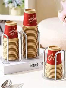 1pc Acrylic Disposable Cup Holder, Easy Install Desk Cup Storage Rack For Home, Restaurant, Office Use