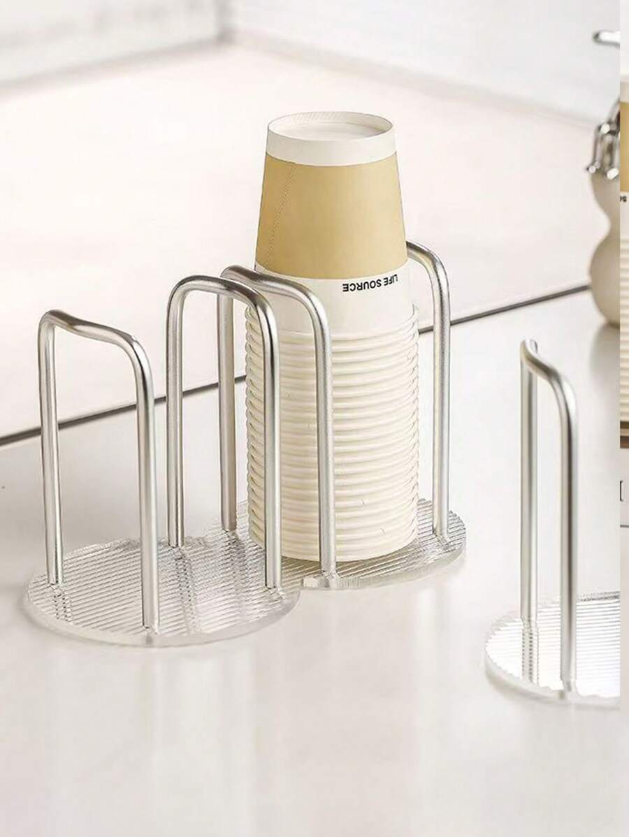 1pc Acrylic Disposable Cup Holder, Easy Install Desk Cup Storage Rack For Home, Restaurant, Office Use