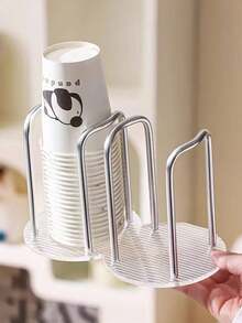 1pc Acrylic Disposable Cup Holder, Easy Install Desk Cup Storage Rack For Home, Restaurant, Office Use
