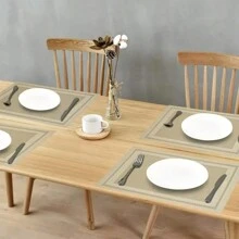 6 Stücke / 4 Stücke / 1 Stück hitzebeständige Platzsets, waschbare PVC Tischsets, gewebte Vinyl Esszimmer Tischsets, rutschfest & fleckresistent, leicht zu reinigen, Tischschutz, Heim Küche Esszimmer Tischdekoration