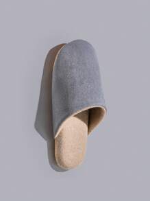 Soft Quiet House Slippers For Autumn/Winter, Solid Color Minimalist Design Bedroom Livingroom Non-Slip Indoor Slippers, Unisex, All Season - Grey - View 4