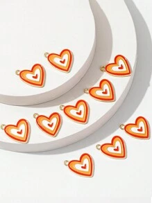 10pcs New Style Heart-Shaped Metal Pendant Accessories, DIY Fashion Earrings, High-End Decorative Accessories