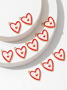 10pcs New Style Heart-Shaped Metal Pendant Accessories, DIY Fashion Earrings, High-End Decorative Accessories