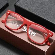 RIVSAR, Reading Glasses For Men New Square-Shaped Fashion Solid Color Minimalist, Reading/Sewing/Business/Casual/Daily Wear Unisex Reading Glasses, 4 Colors, Spring-Hinged Square Frame, Metal Rivet Decor, Suitable For Anti-Slip Sports, Computer Anti-Glare, Comfortable Reading, Anti-Eye Fatigue Reading Glasses, Portable Design Fits Various Face Shapes, Black, Red, Blue, Green, 7 Diopter Options, A Gift For Parents, Holiday Gift, Comes In Retail Gift Box - Transparent - View 14