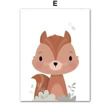 Cartoon Tier Wandkunst Dekoration, nordische süße Fuchs, Hirsch, Hase Gemälde für Kinderzimmer, Wohnzimmer, Schlafzimmer, Kinderzimmer (ohne Rahmen)