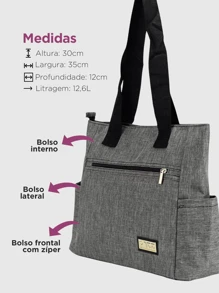 Women's Large And Spacious Shoulder Bag Briefcase School Work Durable Fast Shipping - 灰色 - 查看 2