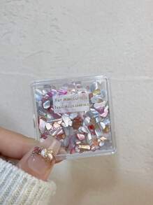 1 盒多色不对称彩虹贝壳石美甲装饰，珍珠白色指甲饰品，贝壳指甲装饰美甲用品指甲饰品指甲宝石 - 彩色 - 查看 9
