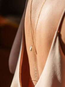 1pc Simple Alloy Faux Pearl Water Drop Shaped Pendant Necklace For Women, Versatile And Fashionable