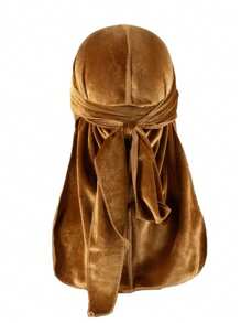 Men's Solid Color Velvet Durag With Thermal Lined - Adjustable Elastic Band For Secure Fit, Soft Breathable Winter Headwear, Pirate-Style Design Suitable For Sports, Outdoor Activities & Casual Wea Pirate Hat Pirate Costume