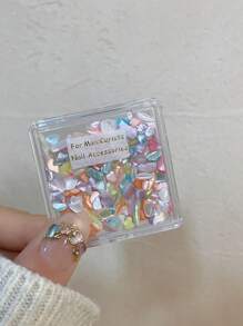 1 盒多色不对称彩虹贝壳石美甲装饰，珍珠白色指甲饰品，贝壳指甲装饰美甲用品指甲饰品指甲宝石 - 彩色 - 查看 10