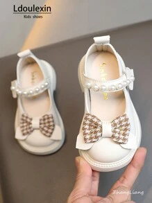 Giày đế mềm đính ngọc trai thiết kế mới cho bé gái, giày đơn giản, thường ngày - Màu be - Xem 7