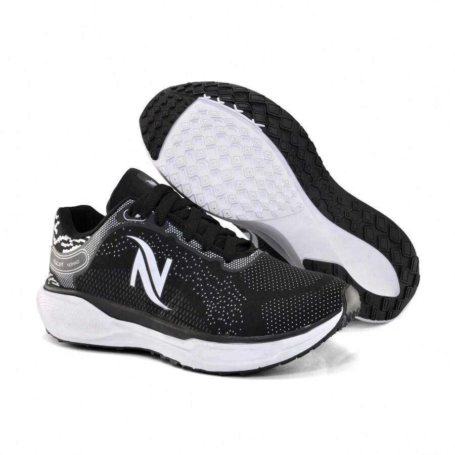 Men's Racer Sports Shoes For Gym Women's Running Training Bodybuilding - 黑與白 - 查看 1