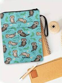 1 Stück Buch Schutzhülle mit Otter Muster und Reißverschluss, waschbarer Buchbezug für Buchliebhaber, Taschenbuch, Hardcover, Lehrbuch Buchbezug für Buchliebhaber, Rückkehr zur Schule, Schulmaterial