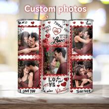 1 Piece With 20 Pictures Customized/Stainless Steel Cold Water Cup/Specialty Coffee Cup, Cute And Fashionable Holiday Water Cup, Breakfast Cup, Water Cup/Loving Valentine's Day Gift, Reusable Heart-Warming Gift, Surprise Gift For Parents, Anniversary Gift, Wedding Anniversary Gift