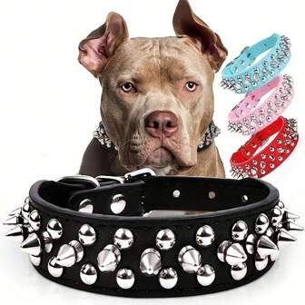 Collar ajustable con pinchos para perros - suave con diseño de champiñones, remaches y tachuelas, collar de entrenamiento duradero para niños y niñas con hebilla de ajuste fácil y uso cómodo