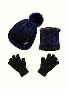 2/3 Peças Conjunto Chapéu, Lenço e Luvas da Moda para Mulheres, Gorro de Inverno Quente de Camada Dupla, Lenço de Pescoço Feminino, Touca Balacrava para Menina