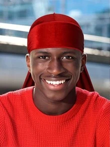 Men's Solid Color Velvet Durag With Thermal Lined - Adjustable Elastic Band For Secure Fit, Soft Breathable Winter Headwear, Pirate-Style Design Suitable For Sports, Outdoor Activities & Casual Wea Pirate Hat Pirate Costume