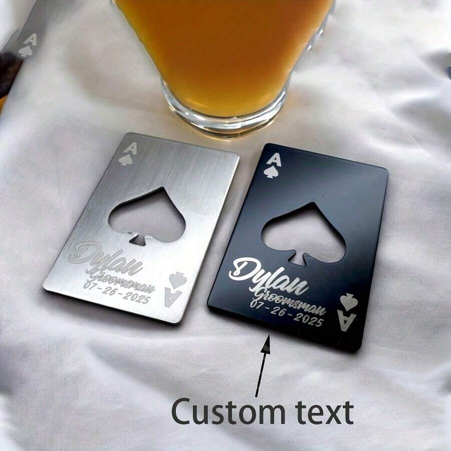 Personalized Groomsmen Proposal Gift, Bottle Openers, Will You Be My Groomsman, Ace Of Spades, Best Man, Groomsman Asking Gift, Personalized Names,Gifts For Dad,Gifts For Boyfriend - Black - View 1