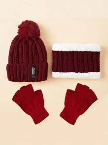2/3 Peças Conjunto Chapéu, Lenço e Luvas da Moda para Mulheres, Gorro de Inverno Quente de Camada Dupla, Lenço de Pescoço Feminino, Touca Balacrava para Menina