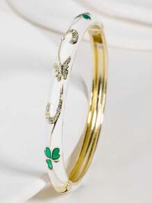 1 Peça Pulseira Banhada a Ouro com Floral Esmaltado para Mulheres