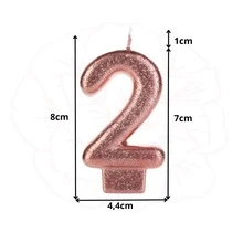 2 Birthday Candles Age Number Rose Gold Glitter Shine - Silver Parties - 20 năm - Xem 3