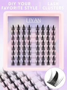 64 件装自然仿真分段浓密单簇漫画假睫毛 C 卷曲易佩戴粘贴睫毛 - C - 查看 1