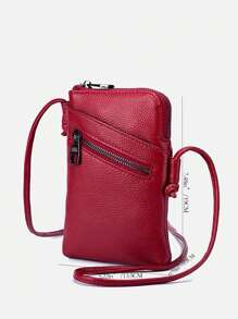休闲多口袋迷你斜挎手机袋，用途广泛 - 酒紅色 - 查看 5