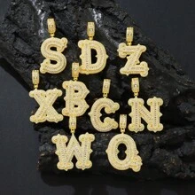 Custom Name Iced Out Baguette Cz Cubic Zirconia Number Letter Pendant With Rope Chain Necklace Hiphop Punk Jewelry For Christmas New Year Gift - Yellow Gold - View 6