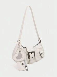 Dedoo 1个Y2K哥特风时尚铆钉装饰复古方形装饰女士单肩包，适合日常出行，时尚小众设计，蒸汽朋克，哥特风，女士包包，酷女孩街头风，完美适用于音乐节、演唱会，摇滚风手提包