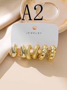 Juego de 6-18 piezas de aretes de aro grandes con forma de lágrima, trenzados y a rayas, accesorios exagerados de hip hop, aretes diarios para mujeres (sin embalaje de tarjeta) - Conjunto de aretes colgantes extra grandes en forma de C - Ver 12