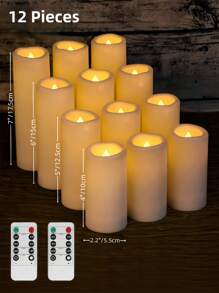 4/12pcs Ivory Flameless Flickering LED Pillar Candles | Waterproof D2.2" X H4"/5"/6"/7" | Remote Control Battery Powered | Outdoor Garden Patio Staircase Gazebo Decoration - 暖白光 - 查看 9