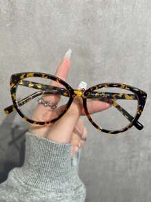 1 chiếc kính cận thị Plano cho nữ mắt mèo gọng kính cận thị cổ điển, kính quang học thời trang - Trong sáng - Xem 2
