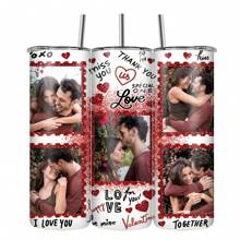 1 Piece With 20 Pictures Customized/Stainless Steel Cold Water Cup/Specialty Coffee Cup, Cute And Fashionable Holiday Water Cup, Breakfast Cup, Water Cup/Loving Valentine's Day Gift, Reusable Heart-Warming Gift, Surprise Gift For Parents, Anniversary Gift, Wedding Anniversary Gift