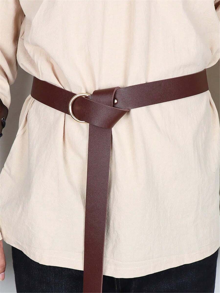 1件男女通用PU皮革中世纪腰带，适用于文艺复兴时期、维京风格、集市、LARP角色扮演道具
