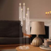 4Pcs Candelabra Centerpieces, Tall Candelabra, Clear Candle Taper Candlestick Holder, 5 Arm Candlesticks Holder With Acrylic Shade, LED Candle For Wedding Dinner Party - Multicolor - View 11