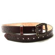 Women's Country Belt Floral Leather Sole Cowgirls Removable Buckle - 紫紅色 - 查看 3