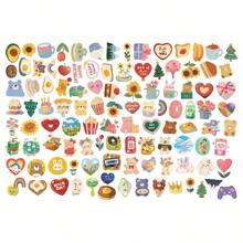 Bộ 108 miếng dán hình gấu màu nước Hàn Quốc Kawaii chính hãng, dùng để trang trí sổ tay, nhật ký và nhiều thứ khác - Một cỡ - Xem 8