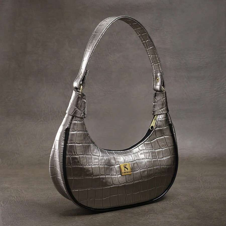 Women's Half Moon Tote Shoulder Bag Small Sophisticated - màu xám khói - Xem 1