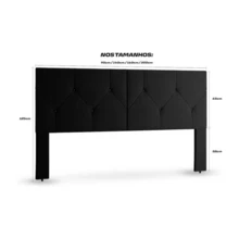 Berlin Upholstered Headboard With Feet For King Size Box Bed In Shiny Suede, 1.60cm - Various Colors - RTA Móveis. - Black - View 5