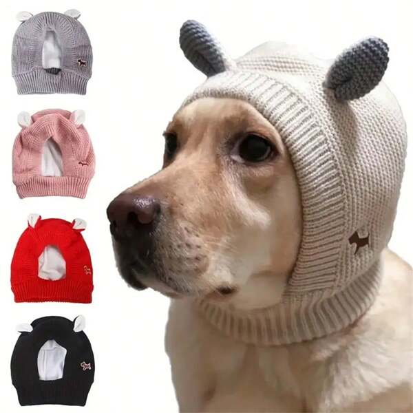 1pc Dog Ear Protection Cap - Noise Reduction Knit Cap For Medium To Large Dogs, Comfortable For All Seasons