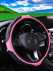 MEIKAXIU 1pc Leather 3D Embroidery Steering Wheel Cover, Fits 14.5-15 Inch Cars, Unisex Auto Accessories - 37-38cm 14.5-15 Inches - View 4