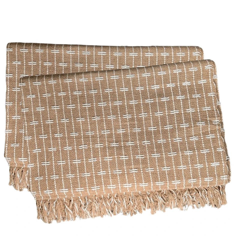 Pair Of Blankets For Brick Sofas 2.40 X 1.80 Giant Sofa Cover Type Cotton - 焦糖與 Cru2 - 查看 1