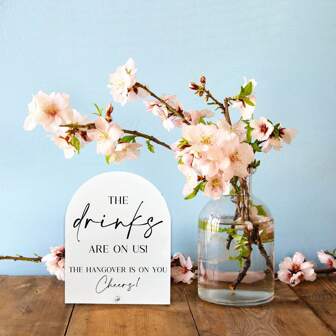 1 Pc Acrylic Sign For Party ,The Drinks Are On Us Sign ,The Drinks Are On Us The Hangover Is On You Sign ,The Hangover Is On You Sign ,Open Bar Sign |Open Bar Wedding,Sign For Christmas Party